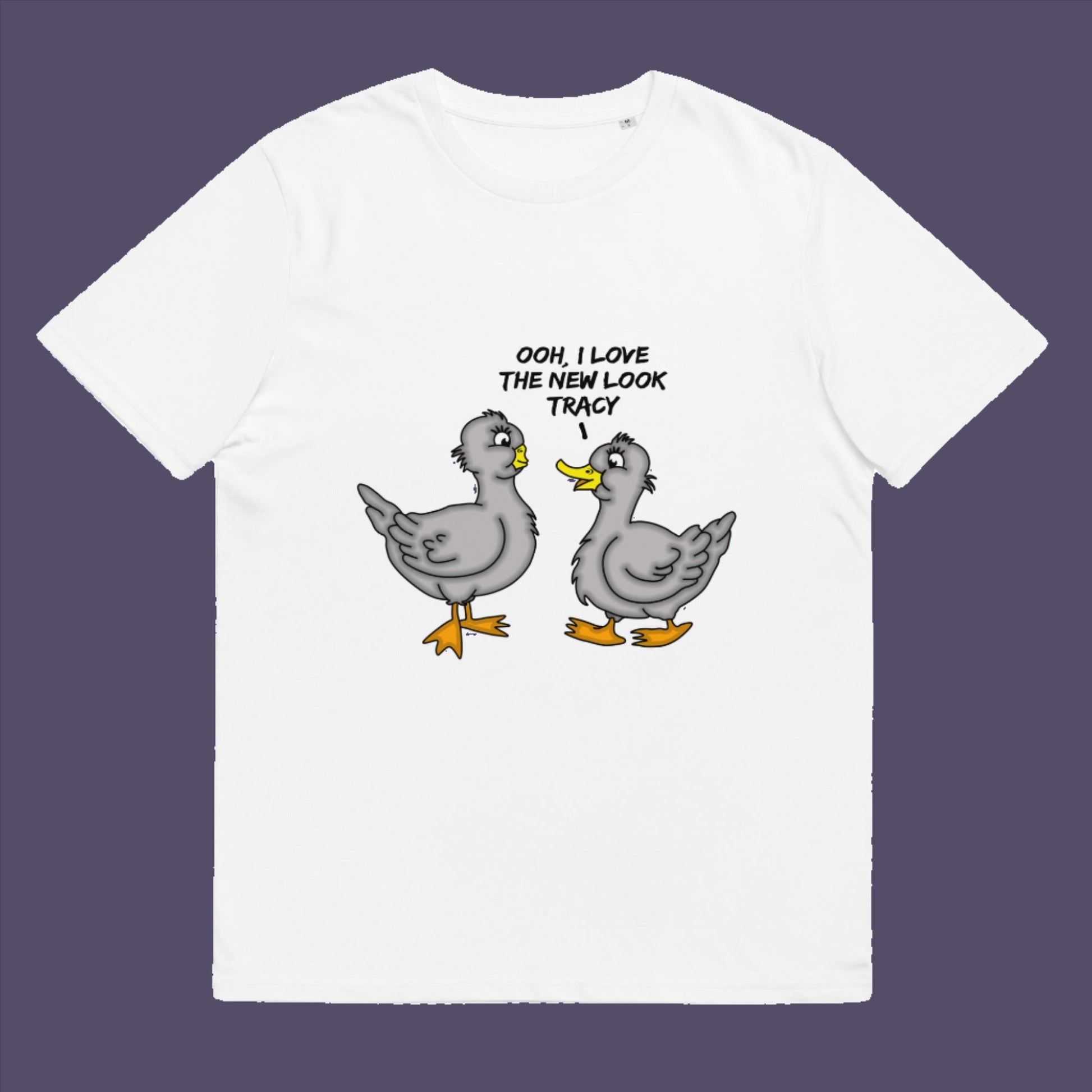 White t-shirt. A social issues t shirt design mocking the idea of lip fillers. In a alternative reality are ducks having surgery to make their lips look like humans ? Counterculture cartoon. Made from 100% organic ring-spun cotton, this social awareness t shirt is unisex, high-quality, super comfy, and best of all, eco-friendly.