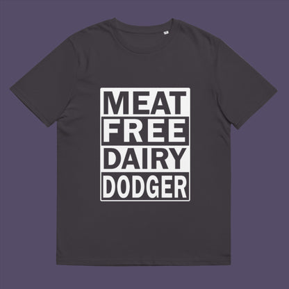 Anthracite t-shirt. A vegan meat free t shirt promoting a witty alternative to the 'vegan' label. Never mind 'plant based' as a new label for vegan . This is straight off the streets of East London. Made from 100% organic ring-spun cotton, this vegan dairy free t shirt is unisex, high-quality, super comfy, and best of all, eco-friendly.