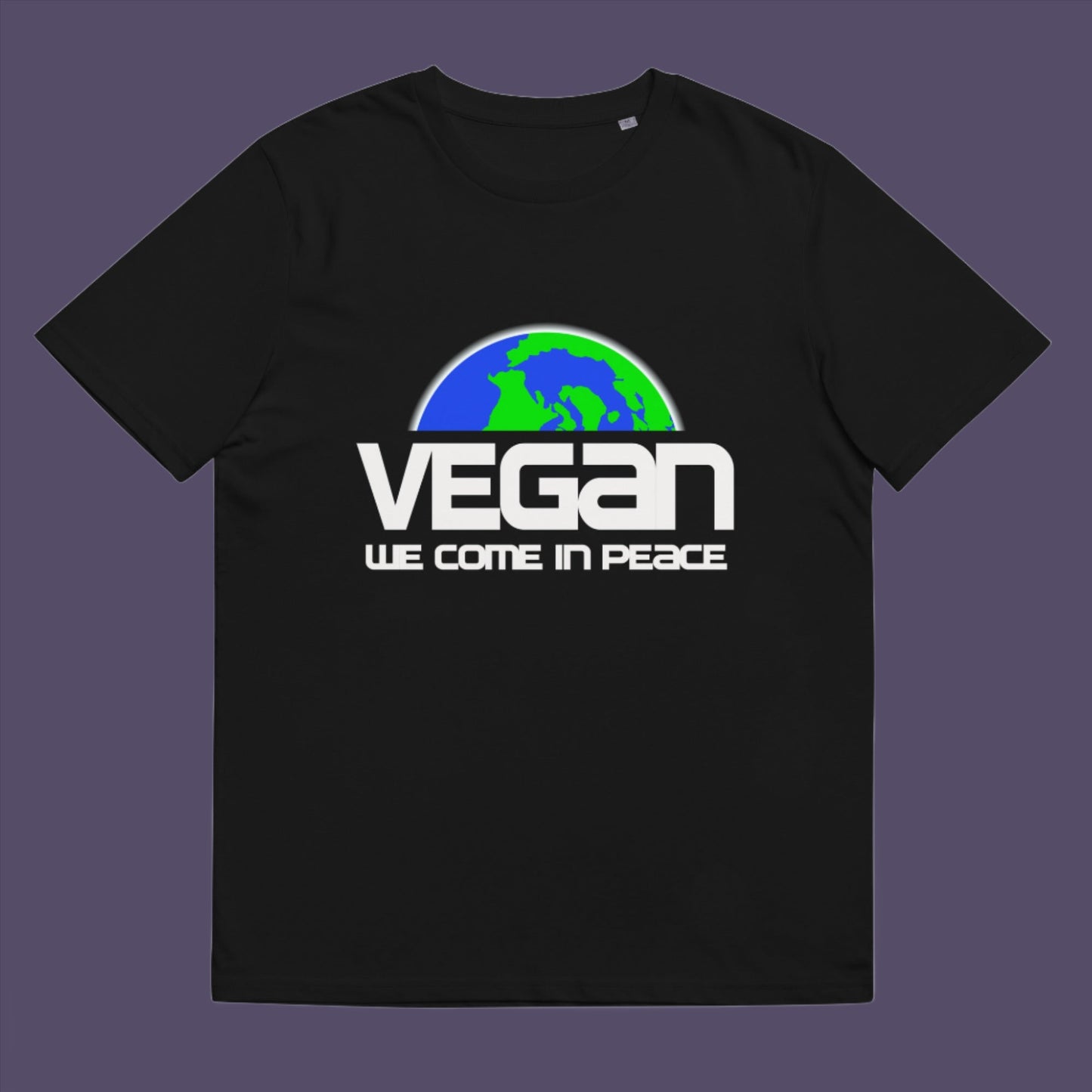 Black t-shirt. This vegan t-shirt design is for any vegan who feels like they are seen as an alien by others. Reassure people that you are a peaceful creature and want to save the planet. Made from 100% organic ring-spun cotton, this plant based t-shirt is unisex, high-quality, super comfy, and best of all, eco-friendly.