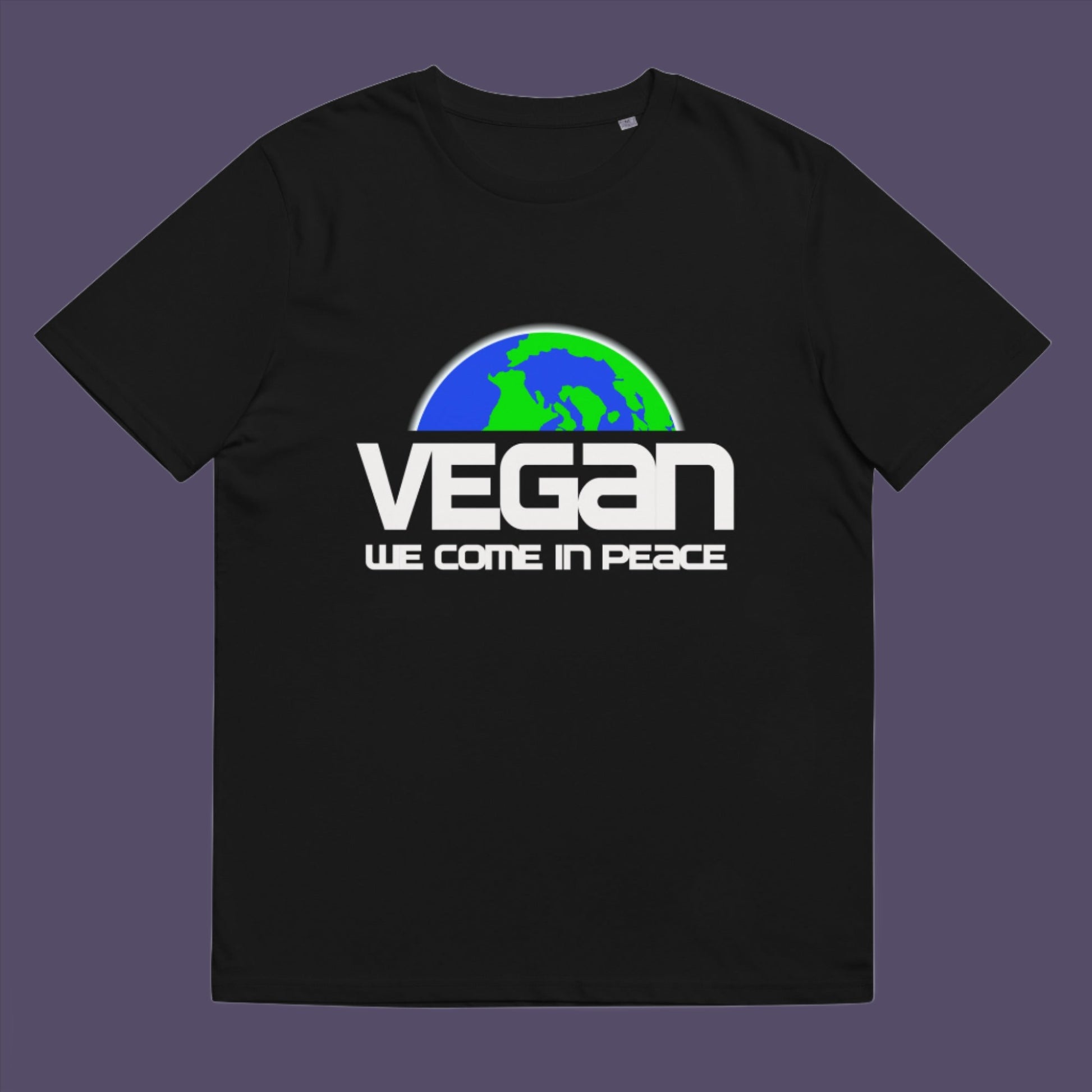 Black t-shirt. This vegan t-shirt design is for any vegan who feels like they are seen as an alien by others. Reassure people that you are a peaceful creature and want to save the planet. Made from 100% organic ring-spun cotton, this plant based t-shirt is unisex, high-quality, super comfy, and best of all, eco-friendly.