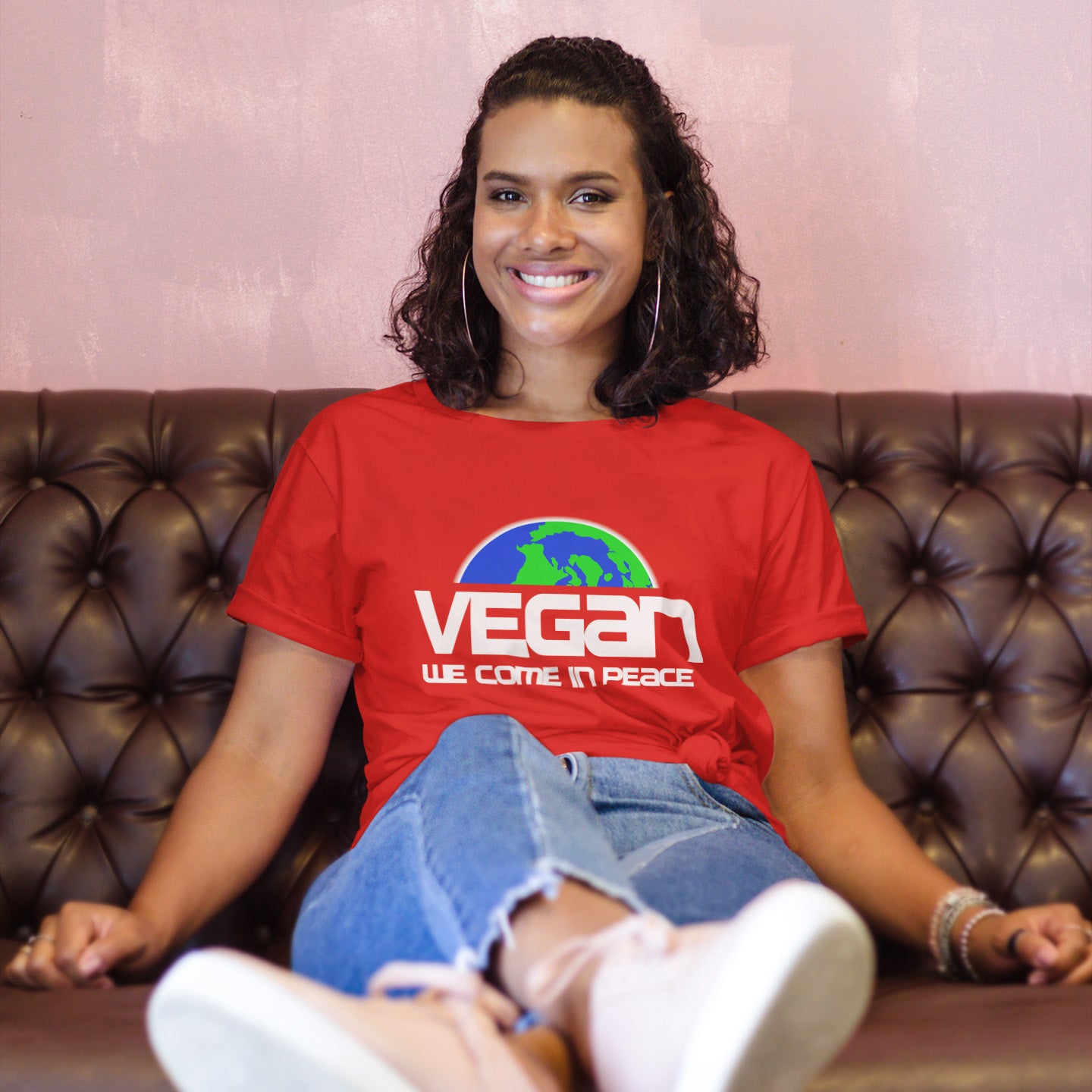 This design is for any vegan who feels like they are seen as an alien by others. Hopefully it will reassure people that you are a peaceful creature.  Made from 100% organic ring-spun cotton, this unisex t-shirt is a total must-have. It's high-quality, super comfy, and best of all—eco-friendly.