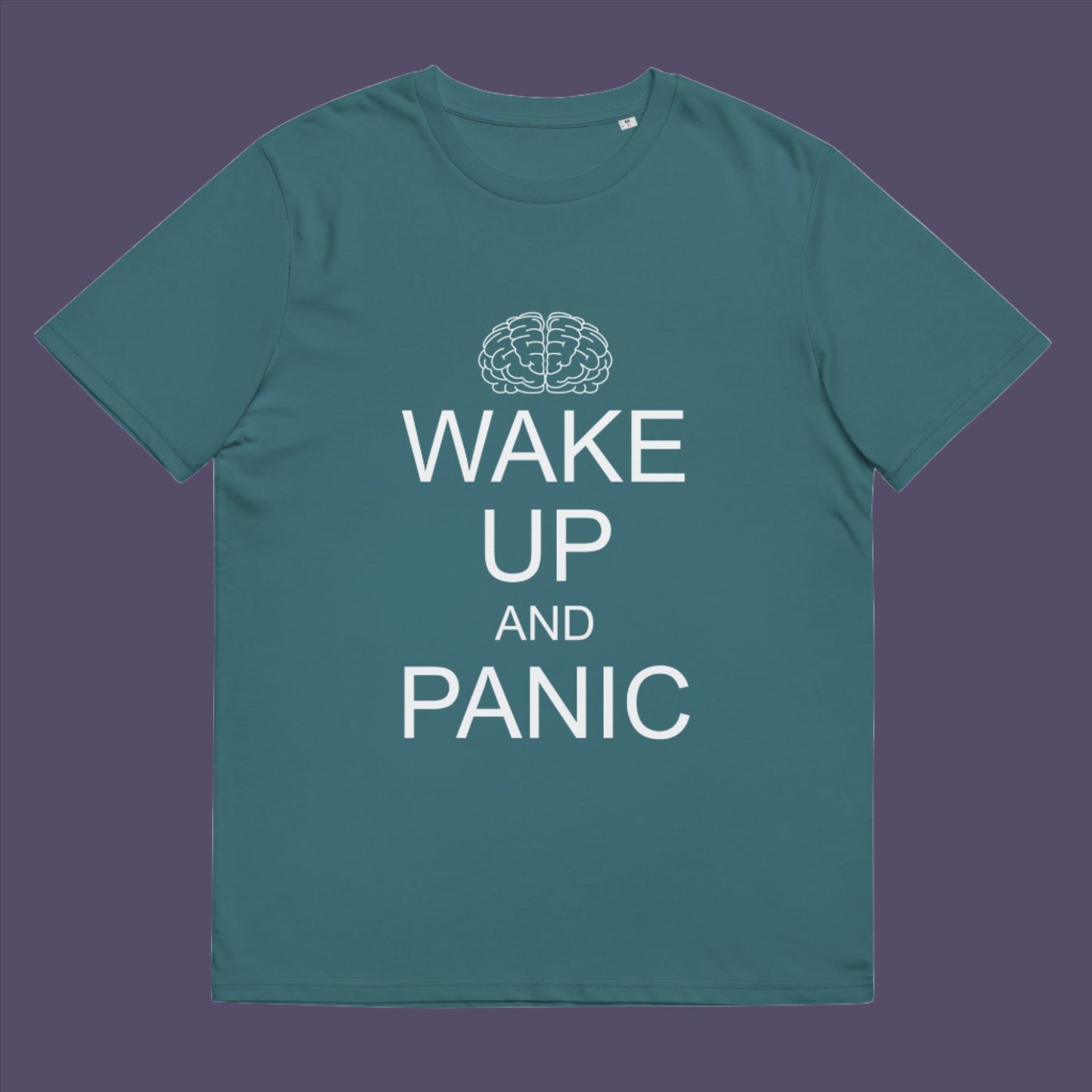 Stargazer t-shirt. This satirical 'stay calm' anti-establishment t-shirt suggests we have been calm too long and need of waking up and panic. Keeping calm got us into this mess, it's time to wake up. 100% organic ring-spun cotton, this anti-government t-shirt is unisex, high-quality, super comfy, and best of all, eco-friendly.