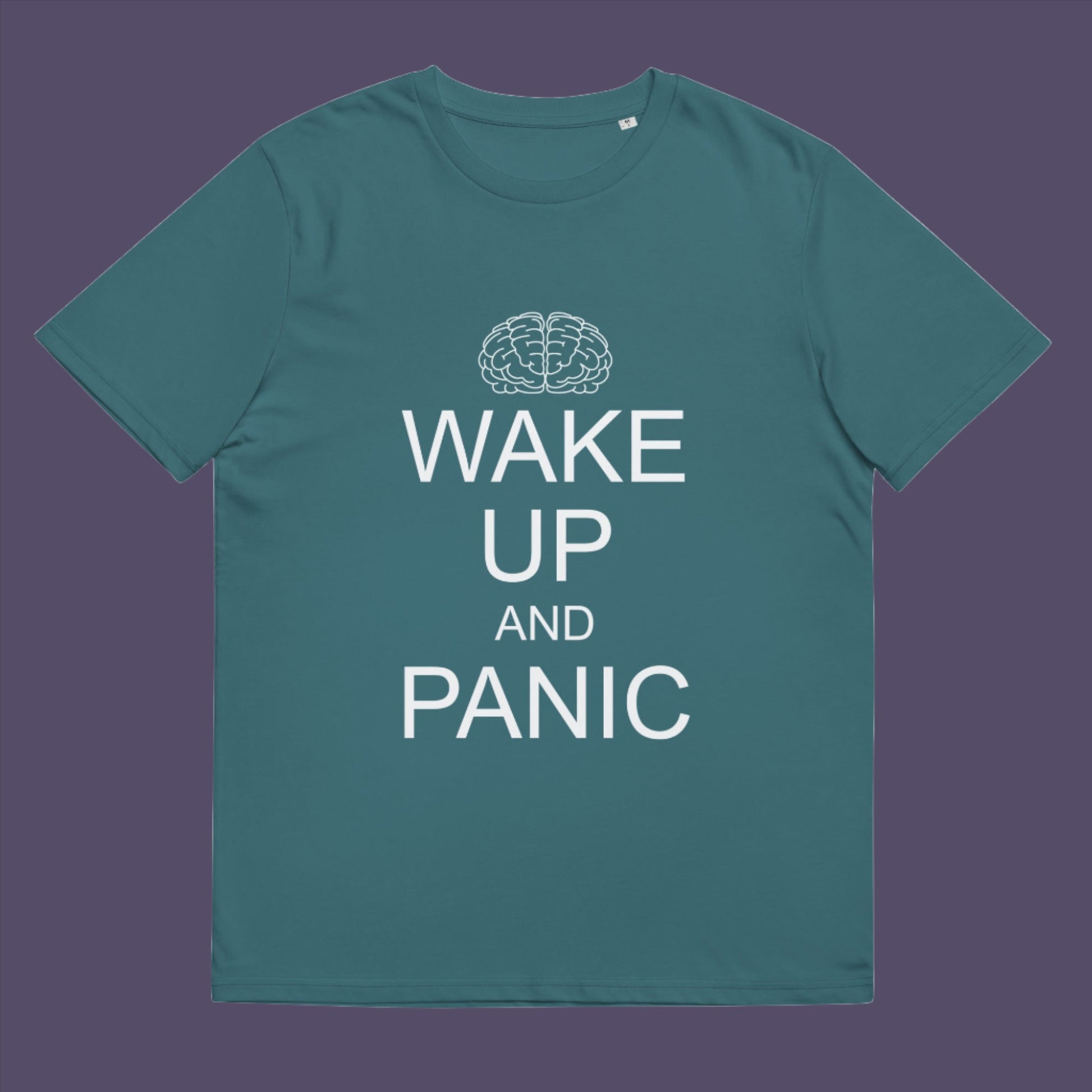Stargazer t-shirt. This satirical 'stay calm' anti-establishment t-shirt suggests we have been calm too long and need of waking up and panic. Keeping calm got us into this mess, it's time to wake up. 100% organic ring-spun cotton, this anti-government t-shirt is unisex, high-quality, super comfy, and best of all, eco-friendly.