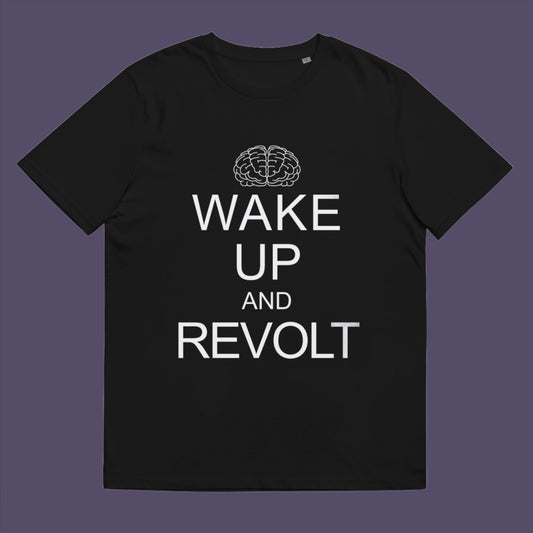 Black t-shirt. This satirical 'stay calm' t-shirt suggests we have been calm too long and need of waking up and fighting for our right instead. Keeping calm got us into this mess, it's time to wake up. Made from 100% organic ring-spun cotton, this counterculture t-shirt is unisex, high-quality, super comfy, and best of all, eco-friendly.