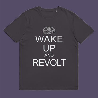 Anthracite t-shirt. This satirical 'stay calm' anti government t shirt suggests we have been calm too long and need of waking up and fighting for our right instead. Keeping calm got us into this mess, it's time to wake up. Made from 100% organic ring-spun cotton, this activist t shirt design is unisex, high-quality, super comfy, and best of all, eco-friendly.