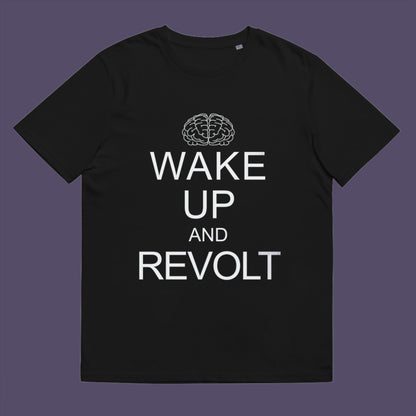 Black t-shirt. This satirical 'stay calm' anti government t shirt suggests we have been calm too long and need of waking up and fighting for our right instead. Keeping calm got us into this mess, it's time to wake up. Made from 100% organic ring-spun cotton, this activist t shirt design is unisex, high-quality, super comfy, and best of all, eco-friendly.