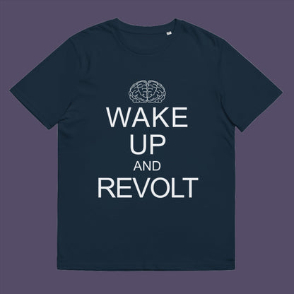 French navy t-shirt. This satirical 'stay calm' anti government t shirt suggests we have been calm too long and need of waking up and fighting for our right instead. Keeping calm got us into this mess, it's time to wake up. Made from 100% organic ring-spun cotton, this activist t shirt design is unisex, high-quality, super comfy, and best of all, eco-friendly.