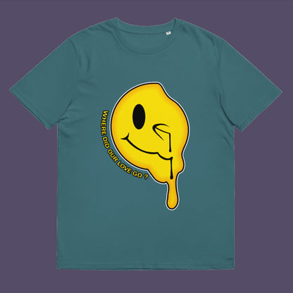 Stargazer t-shirt. An old skool 90's acid house t shirt. This design is a tribute to 90's house music and the love that was felt around the scene. What happened ? Made from 100% organic ring-spun cotton, this 90's acid house t shirt is unisex, high-quality, super comfy, and best of all, eco-friendly.