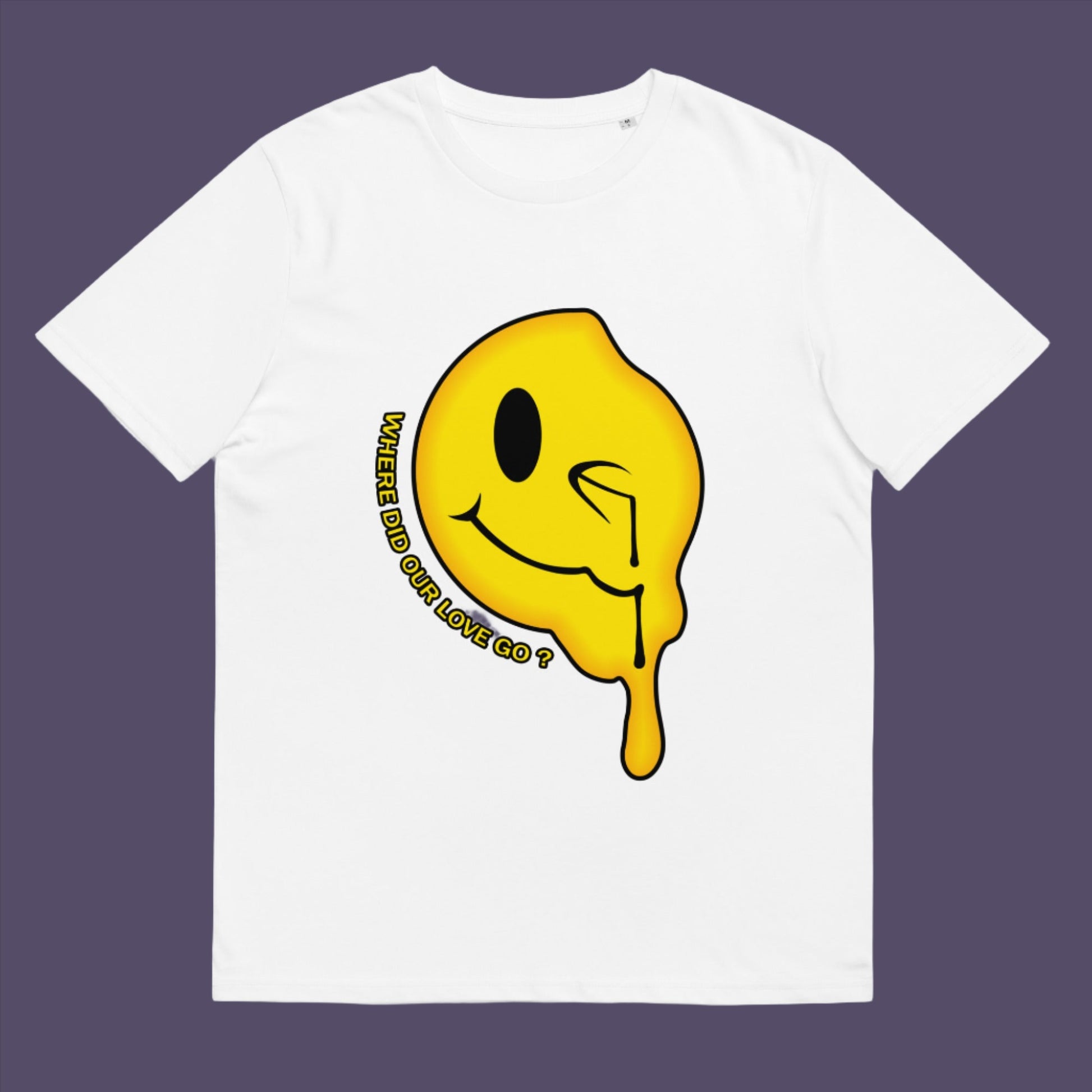 White t-shirt. An old skool 90's acid house t shirt. This design is a tribute to 90's house music and the love that was felt around the scene. What happened ? Made from 100% organic ring-spun cotton, this 90's acid house t shirt is unisex, high-quality, super comfy, and best of all, eco-friendly.