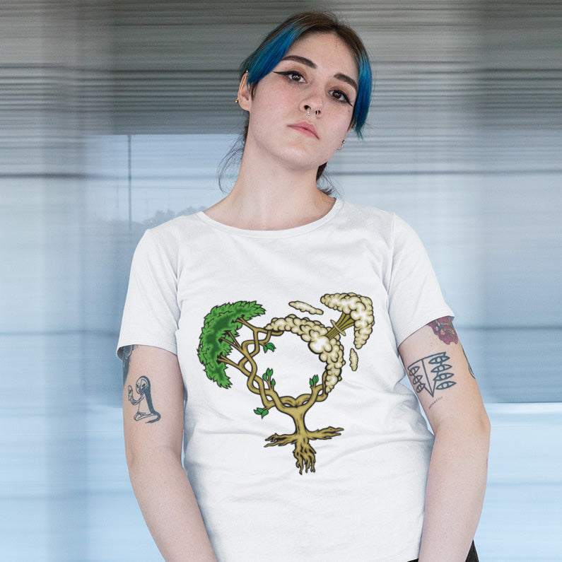 This design pays homage to women and highlights how most destructive elements of mankind come from men. Women create life, men destroy it. Made from 100% organic ring-spun cotton, this unisex t-shirt is a total must-have. It's high-quality, super comfy, and best of all—eco-friendly.