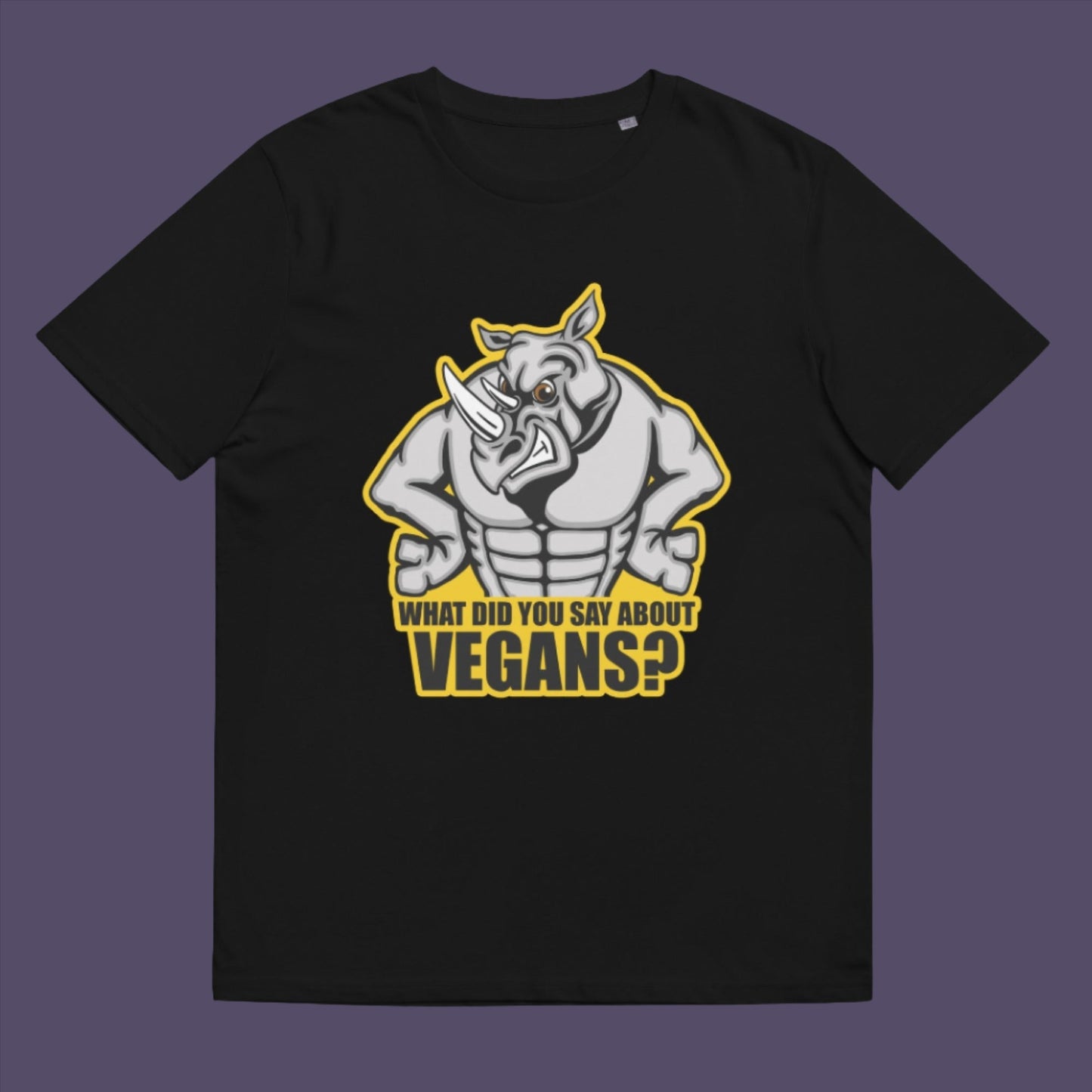 What did you say about Vegans ? There is a misconception that most vegans are skinny or unhealthy. Made from 100% organic ring-spun cotton, this unisex t-shirt is a total must-have. It's high-quality, super comfy, and best of all—eco-friendly.