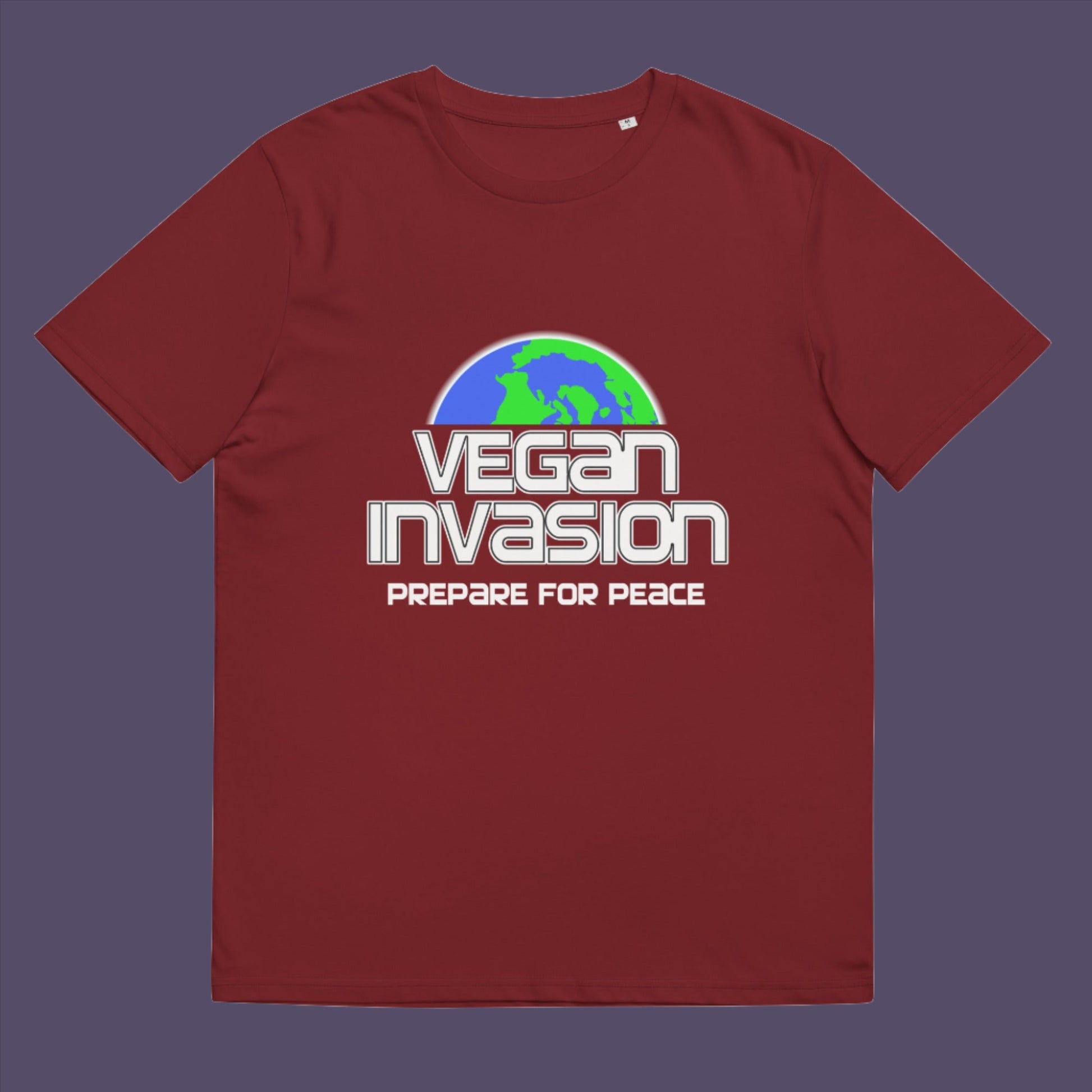 Vegan Invasion , Prepare For Peace. There are more and more people turning vegan these days, maybe there's peace on the horizon.  Made from 100% organic ring-spun cotton, this unisex t-shirt is a total must-have. It's high-quality, super comfy, and best of all—eco-friendly.
