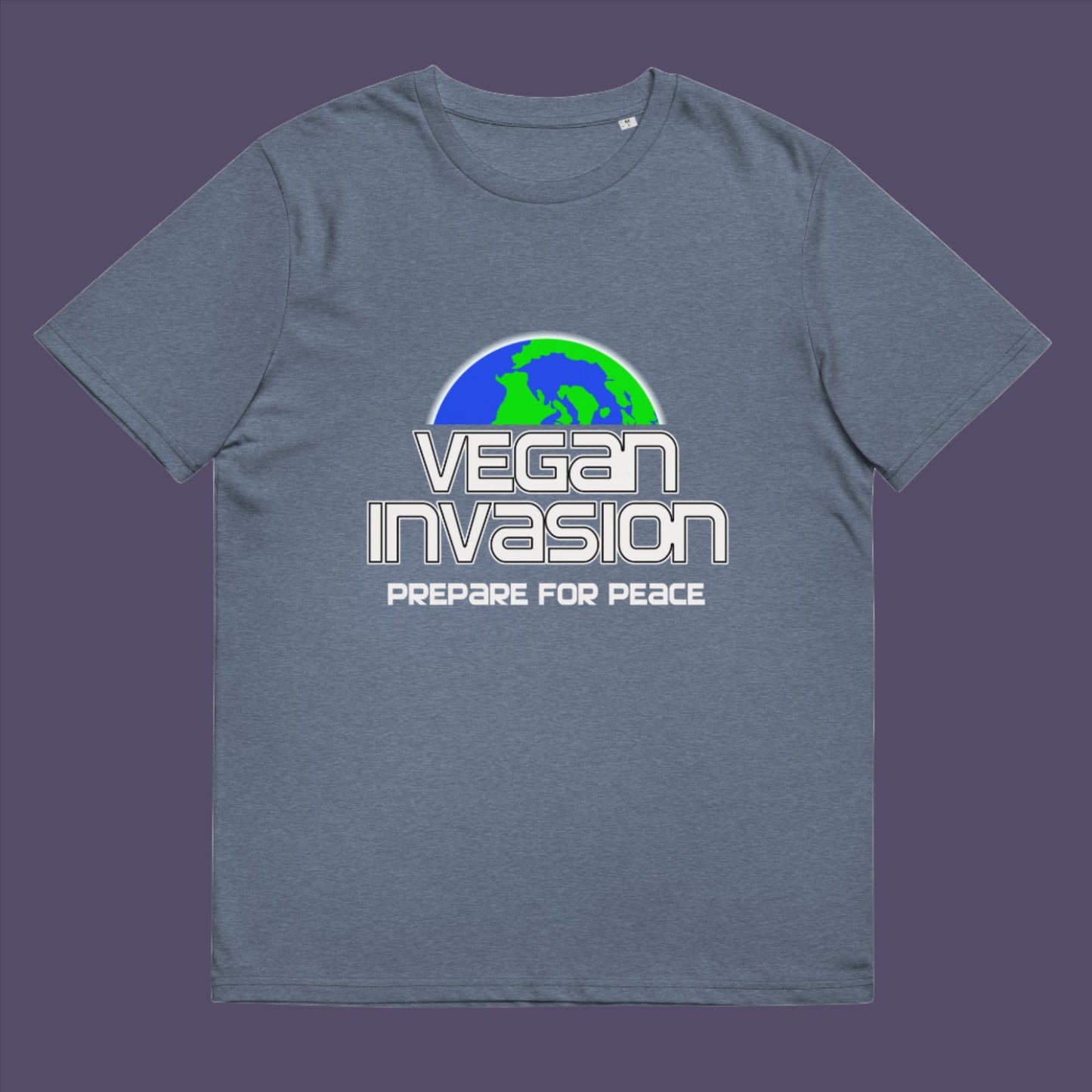 Vegan Invasion , Prepare For Peace. There are more and more people turning vegan these days, maybe there's peace on the horizon.  Made from 100% organic ring-spun cotton, this unisex t-shirt is a total must-have. It's high-quality, super comfy, and best of all—eco-friendly.