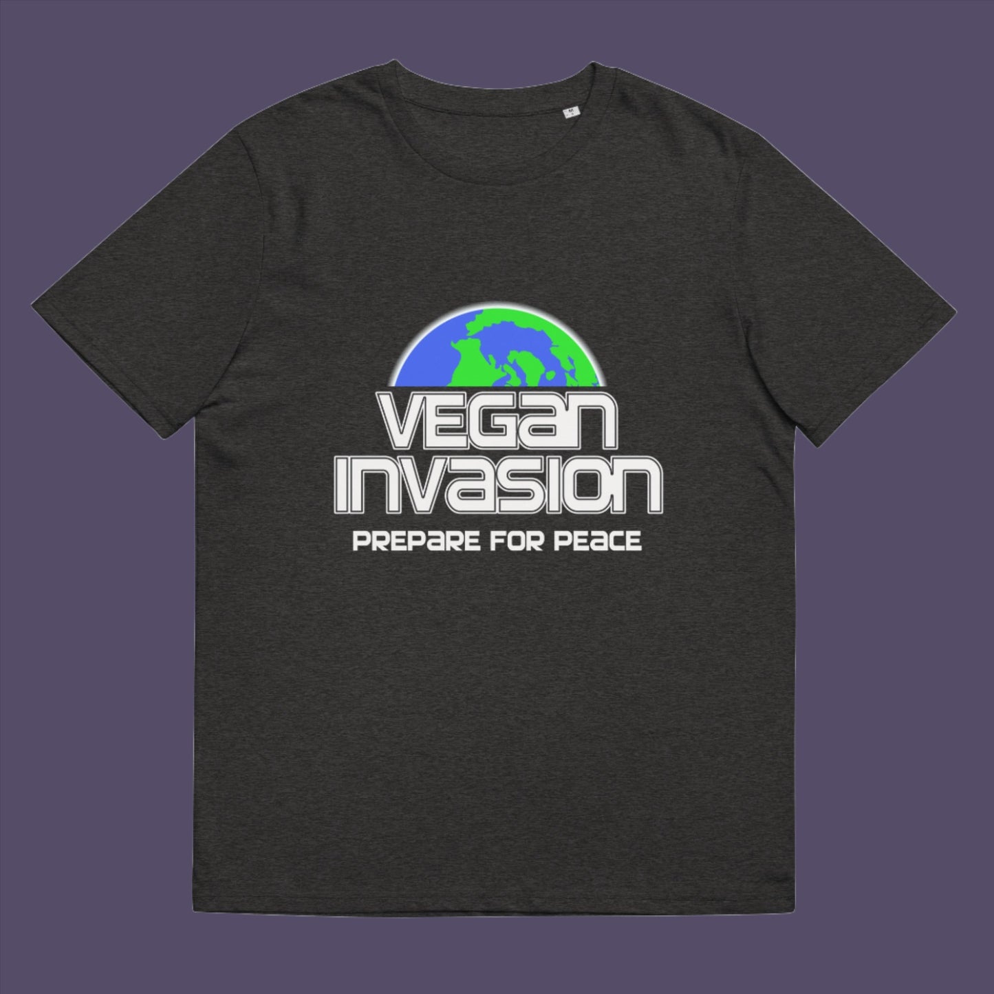 Vegan Invasion , Prepare For Peace. There are more and more people turning vegan these days, maybe there's peace on the horizon.  Made from 100% organic ring-spun cotton, this unisex t-shirt is a total must-have. It's high-quality, super comfy, and best of all—eco-friendly.