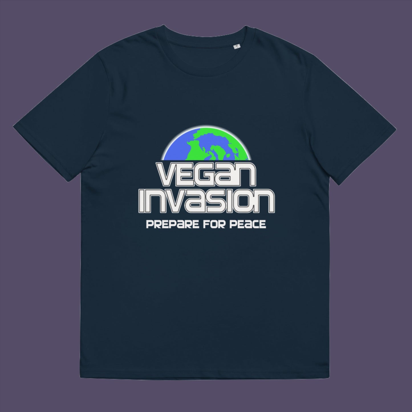 Vegan Invasion , Prepare For Peace. There are more and more people turning vegan these days, maybe there's peace on the horizon.  Made from 100% organic ring-spun cotton, this unisex t-shirt is a total must-have. It's high-quality, super comfy, and best of all—eco-friendly.